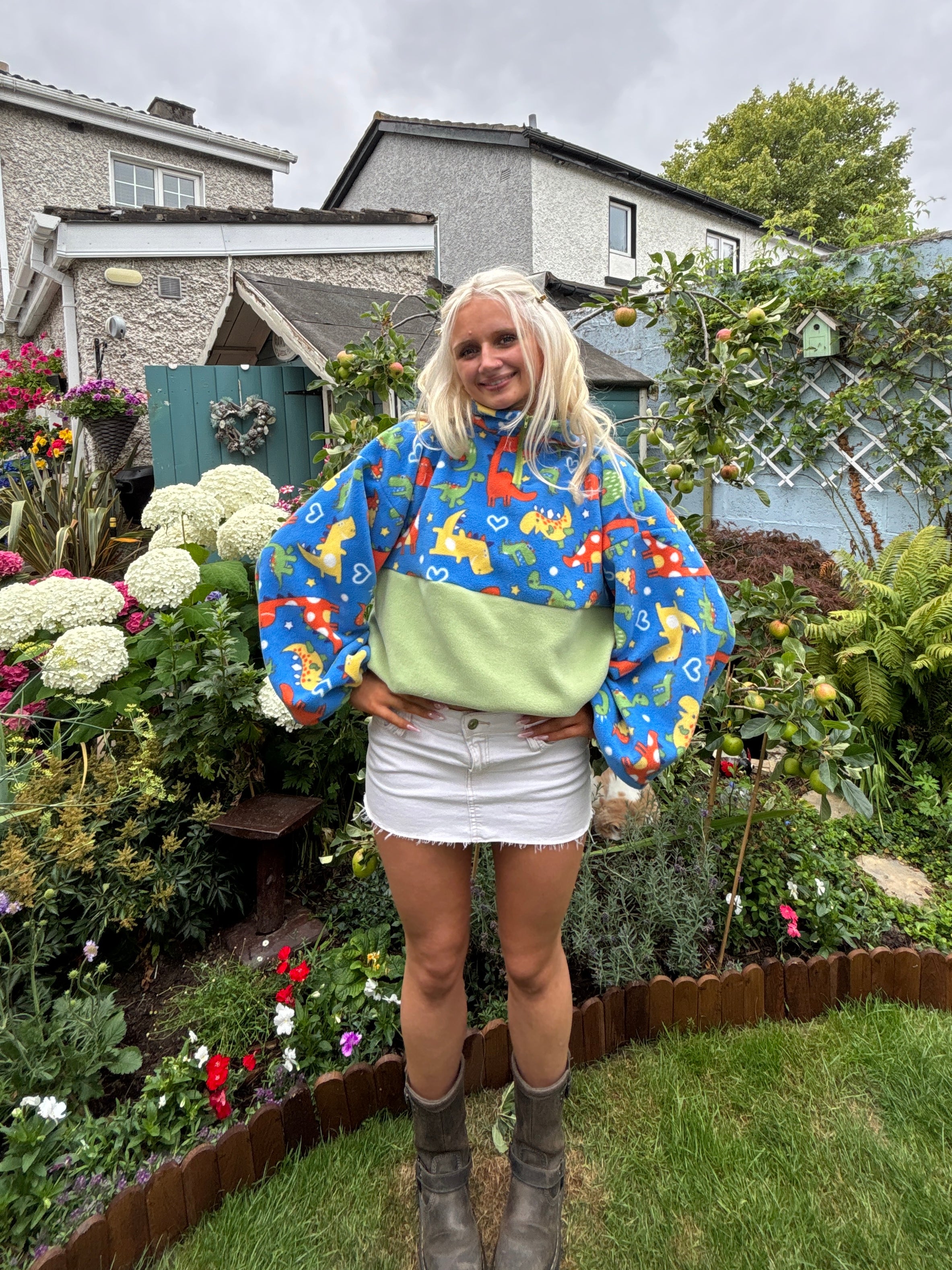 Dinosaur Blue Fleece M/L