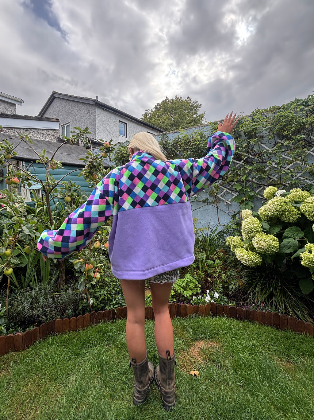 Purple Check Fleece M/L
